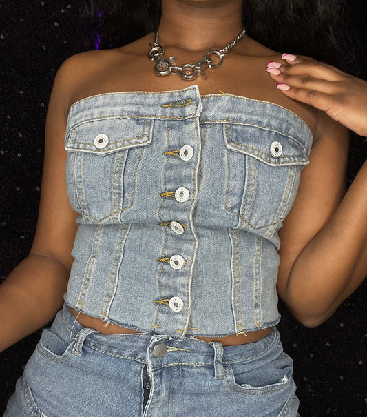 “Top Tier” Denim Top