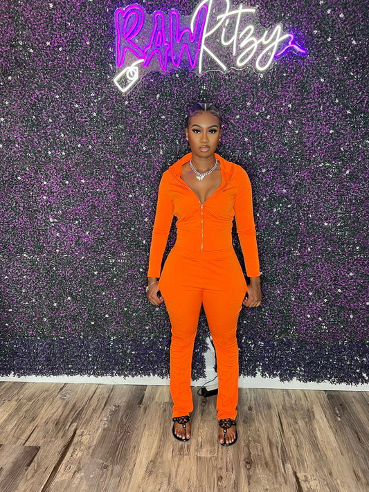 “On Point” Tracksuit Set - Orange