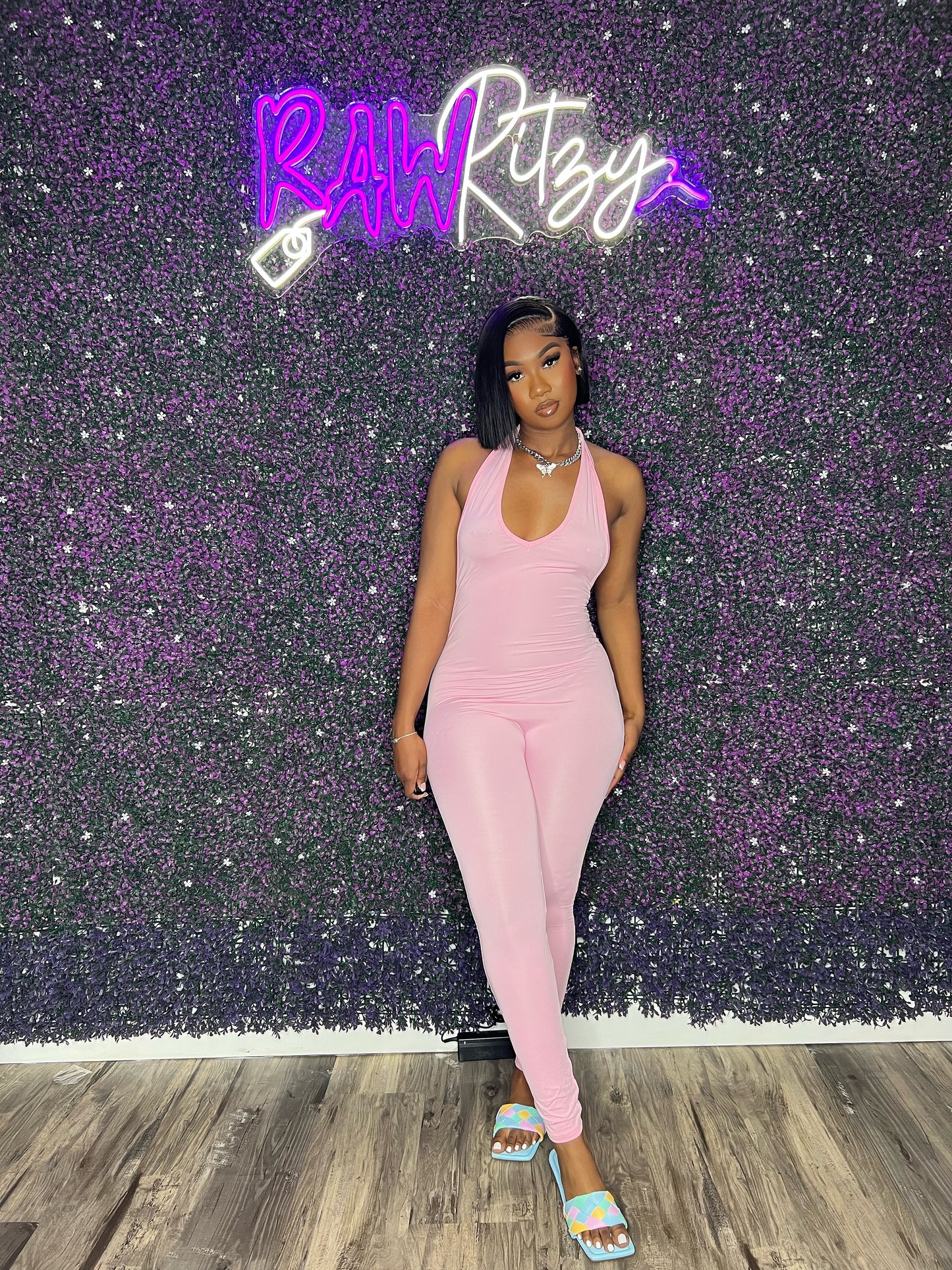 “Nothing Simple” Halter Jumpsuit- Pink